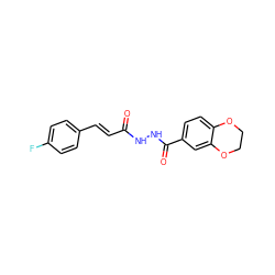 O=C(/C=C/c1ccc(F)cc1)NNC(=O)c1ccc2c(c1)OCCO2 ZINC000011006027