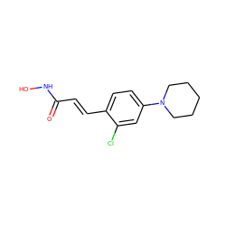 O=C(/C=C/c1ccc(N2CCCCC2)cc1Cl)NO ZINC000084669938