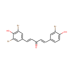 O=C(/C=C/c1ccc(O)c(Br)c1)/C=C/c1cc(Br)c(O)c(Br)c1 ZINC000029052494