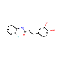 O=C(/C=C/c1ccc(O)c(O)c1)Nc1ccccc1F ZINC000049803791