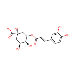O=C(/C=C/c1ccc(O)c(O)c1)O[C@H]1C[C@](O)(C(=O)O)C[C@H](O)[C@@H]1O ZINC000001532490