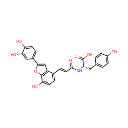 O=C(/C=C/c1ccc(O)c2oc(-c3ccc(O)c(O)c3)cc12)N[C@@H](Cc1ccc(O)cc1)C(=O)O ZINC001772646179