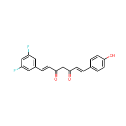 O=C(/C=C/c1ccc(O)cc1)CC(=O)/C=C/c1cc(F)cc(F)c1 ZINC000140251732