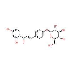 O=C(/C=C/c1ccc(O[C@@H]2O[C@H](CO)[C@@H](O)[C@H](O)[C@H]2O)cc1)c1ccc(O)cc1O ZINC000033832004