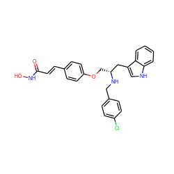 O=C(/C=C/c1ccc(OC[C@H](Cc2c[nH]c3ccccc23)NCc2ccc(Cl)cc2)cc1)NO ZINC000169311377