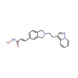 O=C(/C=C/c1ccc2c(c1)CN(CCc1cnn3ccccc13)C2)NO ZINC000072176496