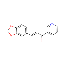 O=C(/C=C/c1ccc2c(c1)OCO2)c1cccnc1 ZINC000004024873