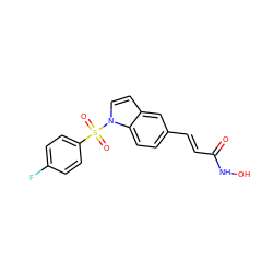 O=C(/C=C/c1ccc2c(ccn2S(=O)(=O)c2ccc(F)cc2)c1)NO ZINC000084668673