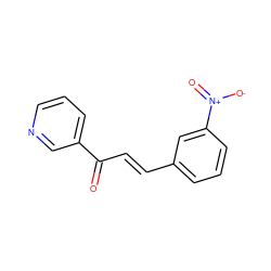 O=C(/C=C/c1cccc([N+](=O)[O-])c1)c1cccnc1 ZINC000004079541