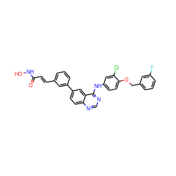 O=C(/C=C/c1cccc(-c2ccc3ncnc(Nc4ccc(OCc5cccc(F)c5)c(Cl)c4)c3c2)c1)NO ZINC000066262639