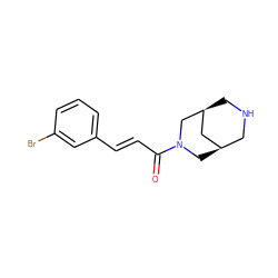 O=C(/C=C/c1cccc(Br)c1)N1C[C@@H]2CNC[C@@H](C2)C1 ZINC000103257396