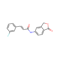 O=C(/C=C/c1cccc(F)c1)Nc1ccc2c(c1)COC2=O ZINC000073220277