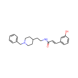 O=C(/C=C/c1cccc(O)c1)NCCC1CCN(Cc2ccccc2)CC1 ZINC001470717492