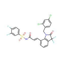 O=C(/C=C/c1cccc2c1N(Cc1ccc(Cl)cc1Cl)C(=O)C2(F)F)NS(=O)(=O)c1ccc(F)c(F)c1 ZINC000049781374