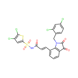 O=C(/C=C/c1cccc2c1N(Cc1ccc(Cl)cc1Cl)C(=O)C2=O)NS(=O)(=O)c1cc(Cl)c(Cl)s1 ZINC000049781319