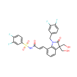 O=C(/C=C/c1cccc2c1N(Cc1ccc(F)c(F)c1)C(=O)C2(CO)CO)NS(=O)(=O)c1ccc(F)c(F)c1 ZINC000049780743