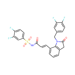 O=C(/C=C/c1cccc2c1N(Cc1ccc(F)c(F)c1)C(=O)C2)NS(=O)(=O)c1ccc(F)c(F)c1 ZINC000049066486