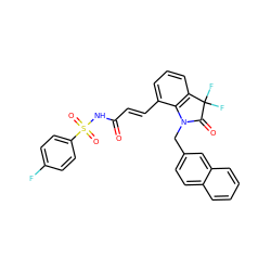 O=C(/C=C/c1cccc2c1N(Cc1ccc3ccccc3c1)C(=O)C2(F)F)NS(=O)(=O)c1ccc(F)cc1 ZINC000049780814