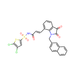 O=C(/C=C/c1cccc2c1N(Cc1ccc3ccccc3c1)C(=O)C2=O)NS(=O)(=O)c1cc(Cl)c(Cl)s1 ZINC000049802607