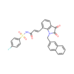 O=C(/C=C/c1cccc2c1N(Cc1ccc3ccccc3c1)C(=O)C2=O)NS(=O)(=O)c1ccc(F)cc1 ZINC000049087570