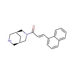 O=C(/C=C/c1cccc2ccccc12)N1C[C@@H]2CNC[C@@H](C2)C1 ZINC000103257434