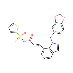 O=C(/C=C/c1cccc2ccn(Cc3ccc4c(c3)OCO4)c12)NS(=O)(=O)c1cccs1 ZINC000045253273