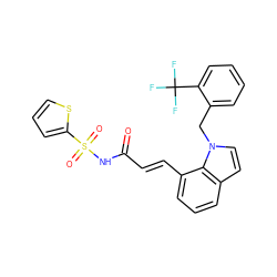 O=C(/C=C/c1cccc2ccn(Cc3ccccc3C(F)(F)F)c12)NS(=O)(=O)c1cccs1 ZINC000045316194