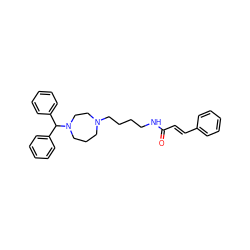 O=C(/C=C/c1ccccc1)NCCCCN1CCCN(C(c2ccccc2)c2ccccc2)CC1 ZINC000028869815