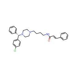 O=C(/C=C/c1ccccc1)NCCCCN1CCN([C@@H](c2ccccc2)c2ccc(Cl)cc2)CC1 ZINC000028869764