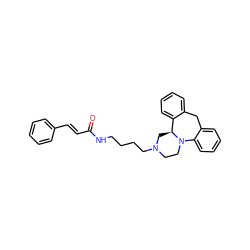 O=C(/C=C/c1ccccc1)NCCCCN1CCN2c3ccccc3Cc3ccccc3[C@@H]2C1 ZINC000028869896