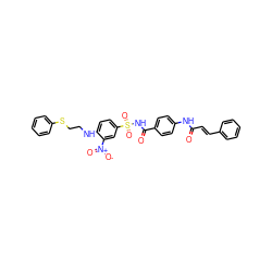 O=C(/C=C/c1ccccc1)Nc1ccc(C(=O)NS(=O)(=O)c2ccc(NCCSc3ccccc3)c([N+](=O)[O-])c2)cc1 ZINC001772622904