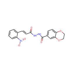 O=C(/C=C/c1ccccc1[N+](=O)[O-])NNC(=O)c1ccc2c(c1)OCCO2 ZINC000053723082