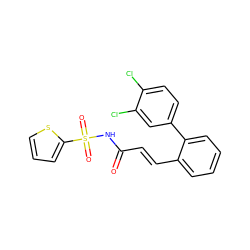 O=C(/C=C/c1ccccc1-c1ccc(Cl)c(Cl)c1)NS(=O)(=O)c1cccs1 ZINC000013554021