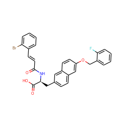 O=C(/C=C/c1ccccc1Br)N[C@@H](Cc1ccc2cc(OCc3ccccc3F)ccc2c1)C(=O)O ZINC000072179594