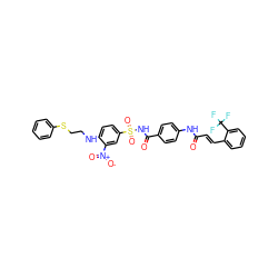 O=C(/C=C/c1ccccc1C(F)(F)F)Nc1ccc(C(=O)NS(=O)(=O)c2ccc(NCCSc3ccccc3)c([N+](=O)[O-])c2)cc1 ZINC001772656293