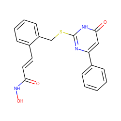 O=C(/C=C/c1ccccc1CSc1nc(-c2ccccc2)cc(=O)[nH]1)NO ZINC000035050404