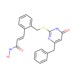 O=C(/C=C/c1ccccc1CSc1nc(Cc2ccccc2)cc(=O)[nH]1)NO ZINC000035050434