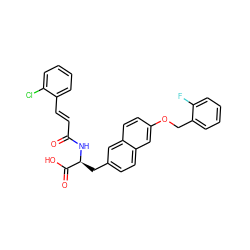 O=C(/C=C/c1ccccc1Cl)N[C@@H](Cc1ccc2cc(OCc3ccccc3F)ccc2c1)C(=O)O ZINC000072179376