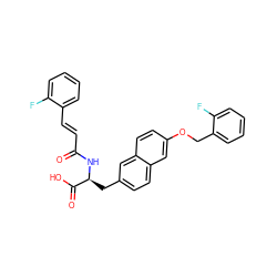 O=C(/C=C/c1ccccc1F)N[C@@H](Cc1ccc2cc(OCc3ccccc3F)ccc2c1)C(=O)O ZINC000072179205