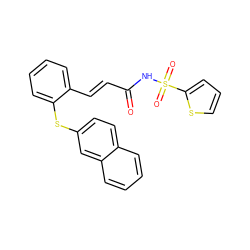 O=C(/C=C/c1ccccc1Sc1ccc2ccccc2c1)NS(=O)(=O)c1cccs1 ZINC000038452400