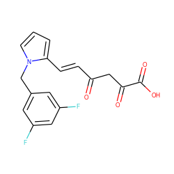 O=C(/C=C/c1cccn1Cc1cc(F)cc(F)c1)CC(=O)C(=O)O ZINC000103290200