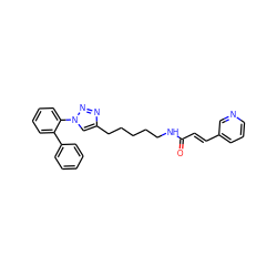 O=C(/C=C/c1cccnc1)NCCCCCc1cn(-c2ccccc2-c2ccccc2)nn1 ZINC000653702442