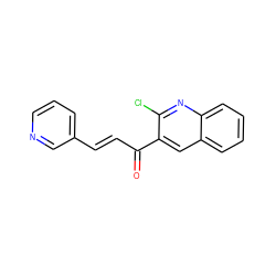 O=C(/C=C/c1cccnc1)c1cc2ccccc2nc1Cl ZINC000103215876