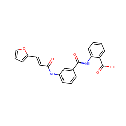 O=C(/C=C/c1ccco1)Nc1cccc(C(=O)Nc2ccccc2C(=O)O)c1 ZINC000002154287