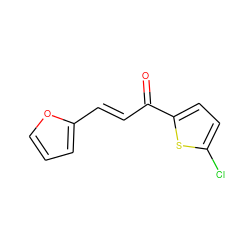 O=C(/C=C/c1ccco1)c1ccc(Cl)s1 ZINC000026572318