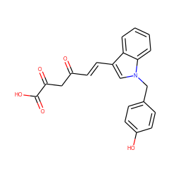 O=C(/C=C/c1cn(Cc2ccc(O)cc2)c2ccccc12)CC(=O)C(=O)O ZINC000096285865