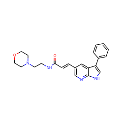 O=C(/C=C/c1cnc2[nH]cc(-c3ccccc3)c2c1)NCCN1CCOCC1 ZINC001772574401