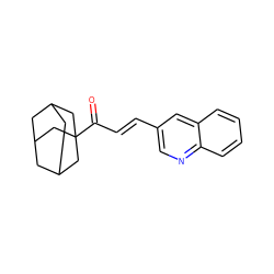 O=C(/C=C/c1cnc2ccccc2c1)C12CC3CC(CC(C3)C1)C2 ZINC000043010475