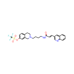 O=C(/C=C/c1cnc2ccccc2c1)NCCCCN1CCc2ccc(OS(=O)(=O)C(F)(F)F)cc2C1 ZINC000042784561