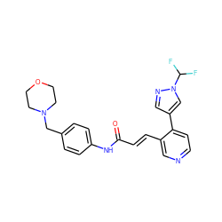 O=C(/C=C/c1cnccc1-c1cnn(C(F)F)c1)Nc1ccc(CN2CCOCC2)cc1 ZINC001772638449